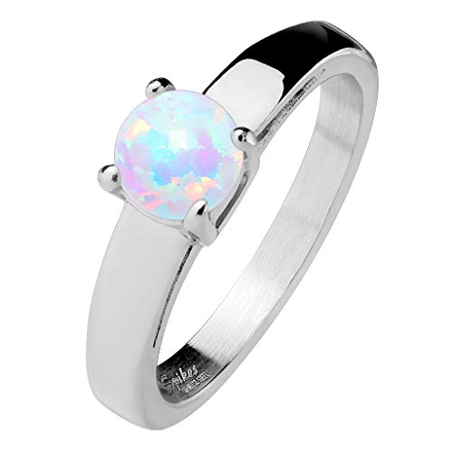 eeddoo® Damen Finger-Ring aus Edelstahl mit exponierten Opal Edelstein (53 (16.9)) von eeddoo