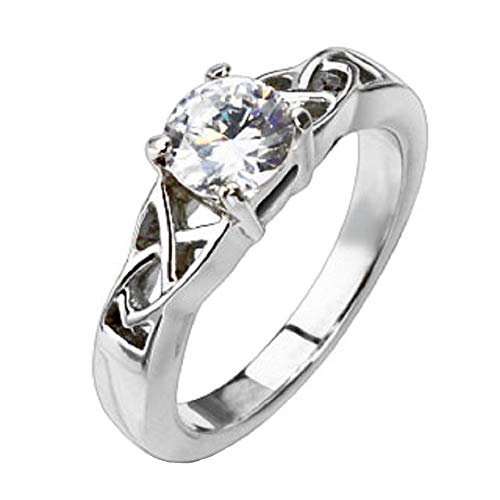 eeddoo® Damen Finger-Ring aus Edelstahl mit keltischen Ornament und Kristall (56 (17.8)) von eeddoo