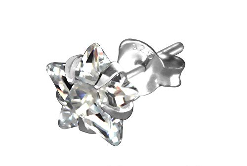 eeddoo® Damen Kristall-Ohrstecker aus Sterling Silber 925 Stern Form (Klar, 6) von eeddoo