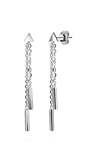 eeddoo® Damen Ohrringe aus Edelstahl im Triangle Dreieck Design mit Kette von eeddoo