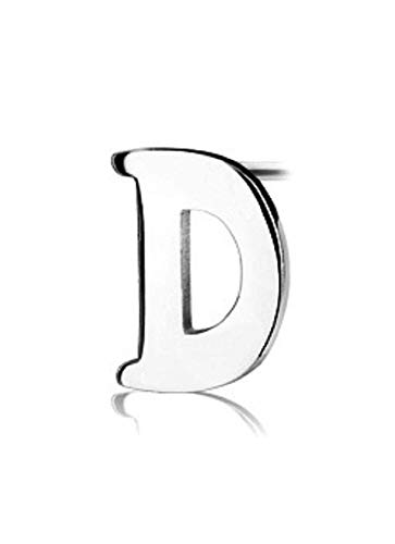 eeddoo® Damen Zeichen-Ohrstecker aus Edelstahl Silber im Design Alphabet Buchstaben Einzeln von A - Z (D) von eeddoo