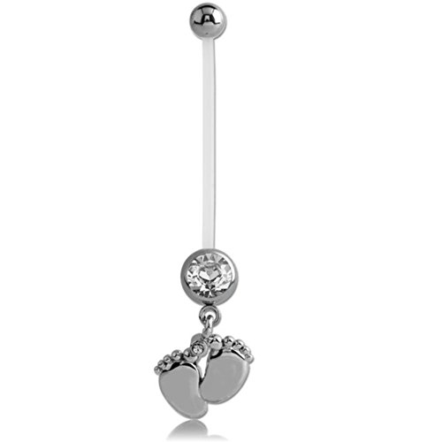 eeddoo® Füsse Schwangerschaftspiercing für den Bauchnabel-Piercing aus flexiblem PTFE Dehnbare Bauchnabelbanane für Schwangere Frauen & Damen von eeddoo