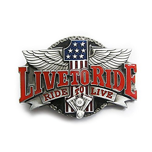 eeddoo® Gürtelschnalle - #1 Live to Ride - Ride to Live (Buckle für Wechselgürtel für Damen und Herren | Belt Frauen Männer Oldschool Rockabilly Metall Gothic Wave Rock Biker Western Trucker) von eeddoo