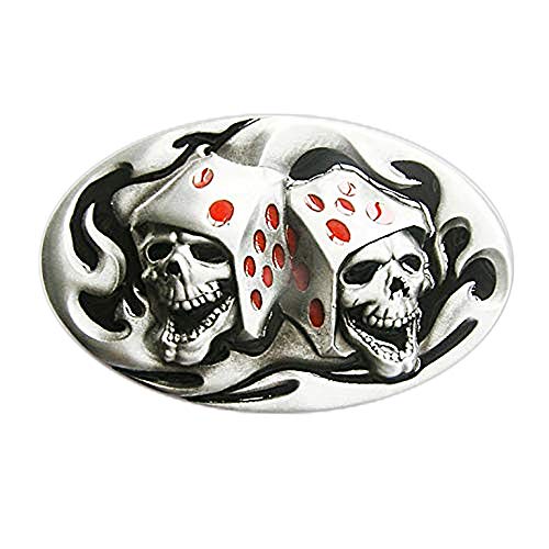 eeddoo® Gürtelschnalle - Casino Skull Dices (Buckle für Wechselgürtel für Damen und Herren | Belt Frauen Männer Oldschool Rockabilly Metall Gothic Wave Rock Biker Western Trucker Casino Skull) von eeddoo