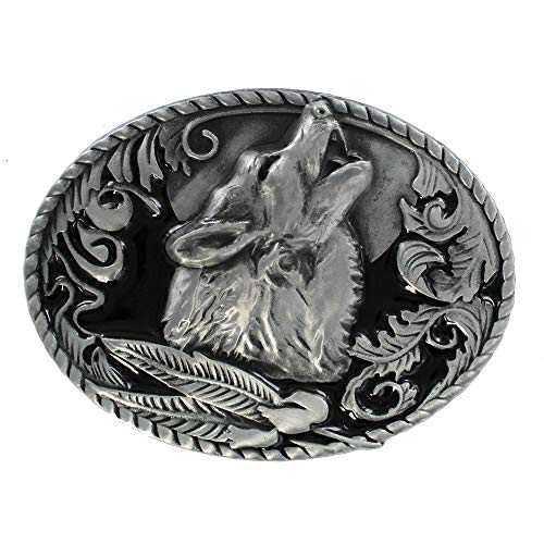 eeddoo® Gürtelschnalle - Heulender Wolf - Western - Biker Buckle (Buckle für Wechselgürtel für Damen und Herren | Belt Frauen Männer Oldschool Rockabilly Metall Biker Western Trucker Casino Skull) von eeddoo