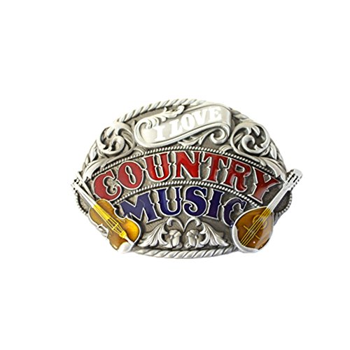 eeddoo® Gürtelschnalle - I Love Country Music (Buckle für Wechselgürtel für Damen und Herren | Belt Frauen Männer Oldschool Rockabilly Metall Gothic Wave Rock Biker Western Trucker Casino Skull) von eeddoo