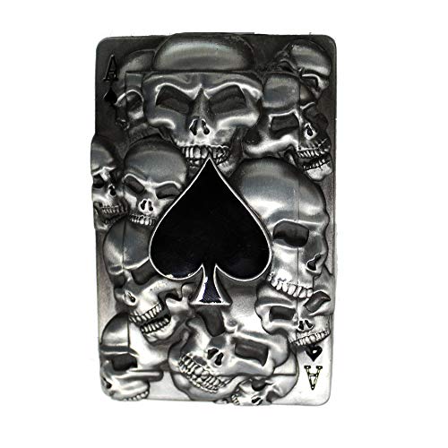 eeddoo® Gürtelschnalle - Pik & Skull (Buckle für Wechselgürtel für Damen und Herren | Belt Frauen Männer Oldschool Rockabilly Metall Gothic Wave Rock Biker Western Trucker Casino Skull) von eeddoo