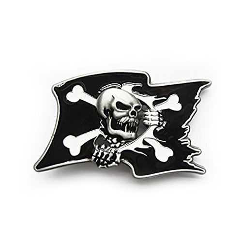 eeddoo® Gürtelschnalle - Piratenflagge - Totenkopf - Pirate Skull Flag (Buckle für Wechselgürtel für Damen und Herren | Belt Frauen Männer Oldschool Rockabilly Metall Gothic Wave Rock Biker) von eeddoo