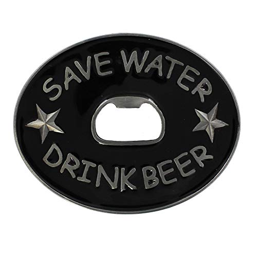 eeddoo® Gürtelschnalle - Save Water Drink Beer Flaschenöffner (Buckle für Wechselgürtel für Damen und Herren | Belt Frauen Männer Oldschool Rockabilly Metall Bier Bar Pub Rock Biker Western Trucker) von eeddoo