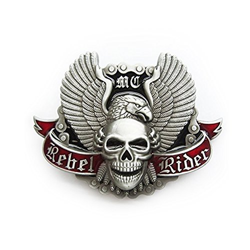 eeddoo® Gürtelschnalle Skull - Rebel Rider (Buckle für Wechselgürtel für Damen und Herren | Belt Frauen Männer Oldschool Rockabilly Metall Gothic Wave Rock Biker Western Trucker Casino Skull) von eeddoo