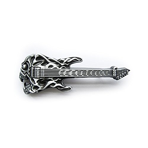 eeddoo® Gürtelschnalle - Totenkopf Gitarre - Skull Guitar Buckle (Buckle für Wechselgürtel für Damen und Herren | Belt Frauen Männer Oldschool Rockabilly Metall Gothic Wave Rock Biker Western Trucker) von eeddoo