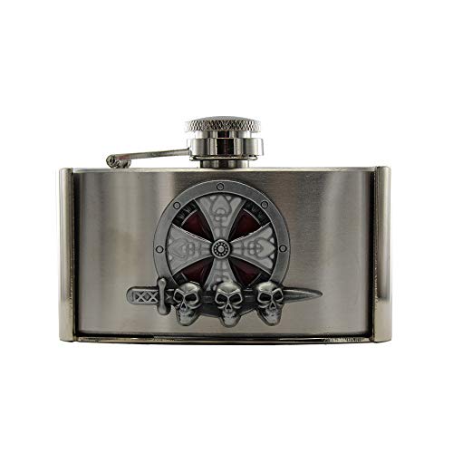 eeddoo® Gürtelschnalle - Trinkflasche Keltenkreuz mit Totenköpfen - Skull (Buckle für Wechselgürtel für Damen und Herren | Belt Frauen Männer Oldschool Rockabilly Metall Biker Western Trucker Casino) von eeddoo