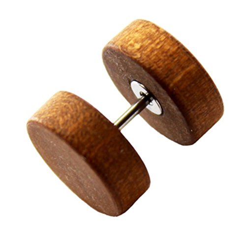 eeddoo Ohrstecker Fake-Plug Braun Ahorn-Holz 12 mm von eeddoo