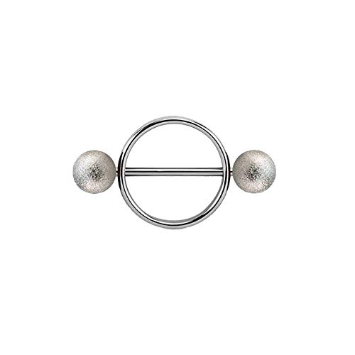 eeddoo® Stahl - Nipple Shield - Sandgestrahlt (Piercingschmuck Intim Brustwarze Brust silber für Damen und Herren) von eeddoo