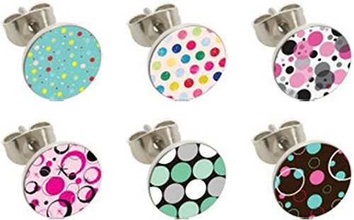 eeddoo Ohrringe Ohrstecker-Set Polka Dots Silber bunt Edelstahl von eeddoo