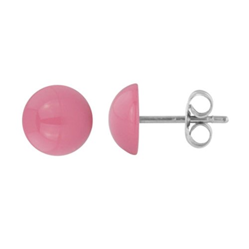 eeddoo Ohrringe Damen Halbkugel Pink Edelstahl 12 mm von eeddoo