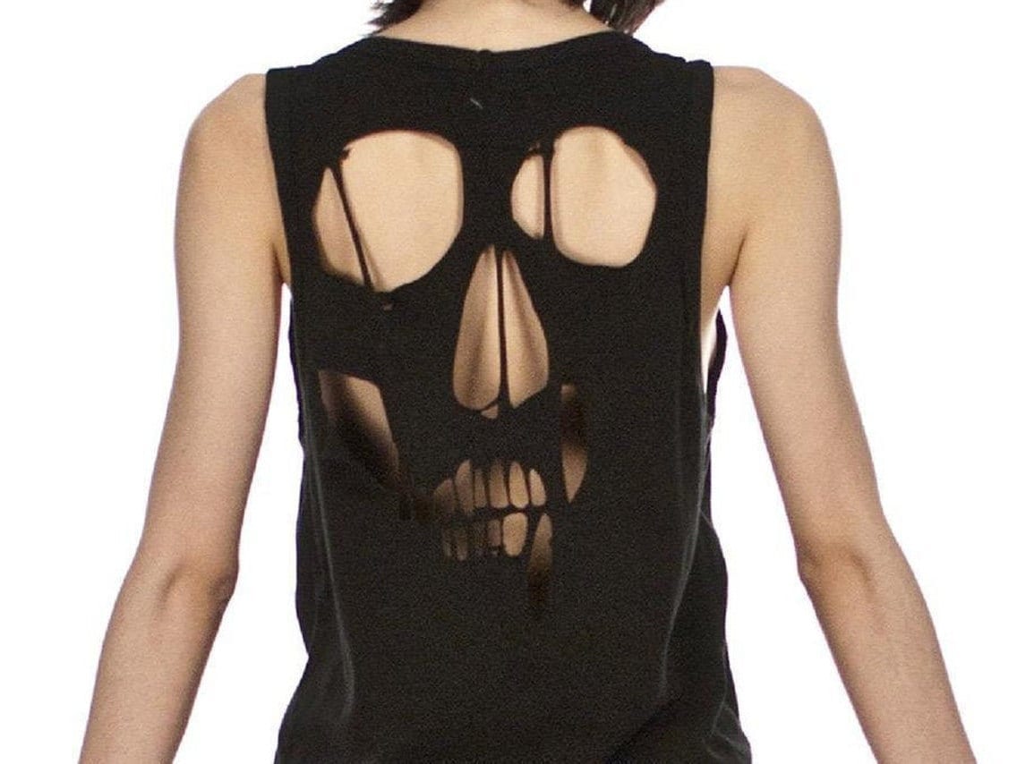 Skull Cut Out Muskel T-Shirt Unisex von eelsandco