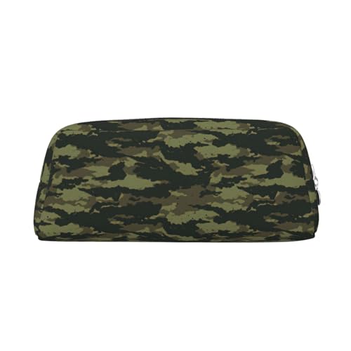 Federmäppchen aus Leder mit Camouflage-Druck, elegante und praktische Tasche für Studenten, perfekt für Büro, Schule, Silber, One Size, Kosmetiktasche von eeprty
