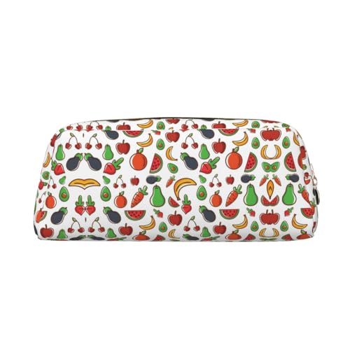 Federmäppchen aus Leder mit Gemüse und Früchten, elegante und praktische Tasche für Studenten, perfekt für Büro, Schule, gold, Einheitsgröße, Kosmetiktasche von eeprty