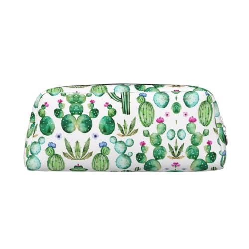 Federmäppchen aus Leder mit Kaktus-Blumendruck, elegante und praktische Tasche für Studenten, perfekt für Büro, Schule, silber, Einheitsgröße, Kosmetiktasche von eeprty