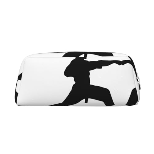 Federmäppchen aus Leder mit Karate-Druck, elegante und praktische Tasche für Studenten, perfekt für Büro, Schule, silber, Einheitsgröße, Kosmetiktasche von eeprty
