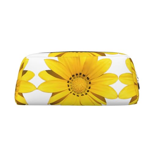 Federmäppchen aus Leder mit Sonnenblumen-Druck, elegante und praktische Tasche für Studenten, perfekt für Büro, Schule, silber, Einheitsgröße, Kosmetiktasche von eeprty