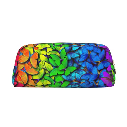 Federmäppchen aus Leder mit buntem Schmetterlingsdruck, elegante und praktische Tasche für Studenten, perfekt für Büro, Schule, gold, Einheitsgröße, Kosmetiktasche von eeprty