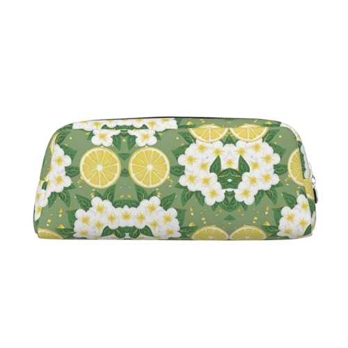 Federmäppchen aus Leder mit frischem Zitronendruck, elegante und praktische Tasche für Studenten, perfekt für Büro, Schule, silber, Einheitsgröße, Kosmetiktasche von eeprty