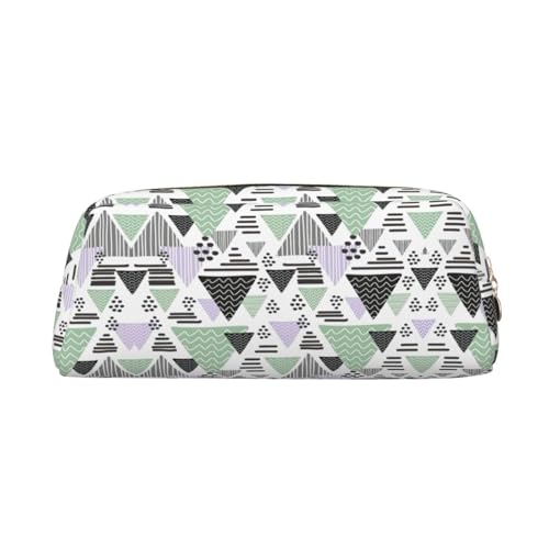 Federmäppchen aus Leder mit geometrischem Dreiecksdruck, elegante und praktische Tasche für Studenten, perfekt für Büro, Schule, gold, Einheitsgröße, Kosmetiktasche von eeprty