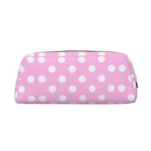 Federmäppchen aus Leder mit rosa Punkten, elegante und praktische Tasche für Studenten, perfekt für Büro, Schule, gold, Einheitsgröße, Kosmetiktasche von eeprty