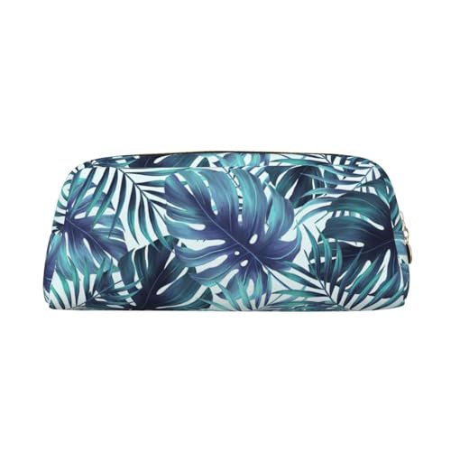 Federmäppchen aus Leder mit tropischen Palmenblättern, elegante und praktische Tasche für Studenten, perfekt für Büro, Schule, gold, Einheitsgröße, Kosmetiktasche von eeprty
