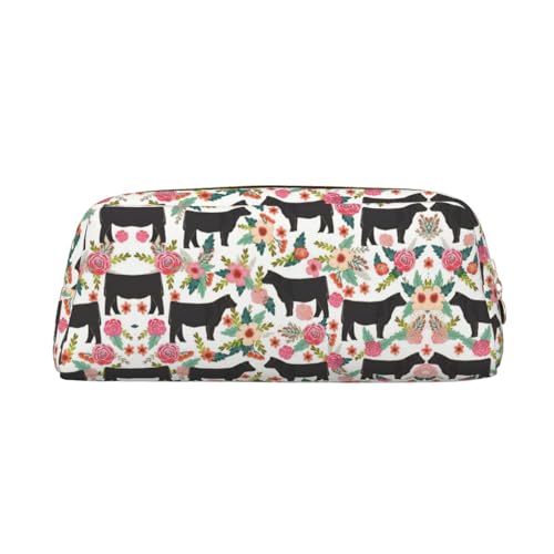 Steer Federmäppchen aus Leder mit Blumendruck, elegante und praktische Tasche für Studenten, perfekt für Büro, Schule, gold, Einheitsgröße, Kosmetiktasche von eeprty