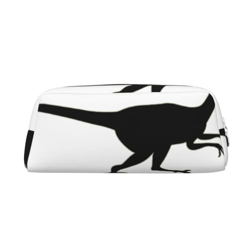 Velociraptor Federmäppchen aus Leder mit Dinosaurier-Druck, elegante und praktische Tasche für Studenten, perfekt für Büro, Schule, silber, Einheitsgröße, Kosmetiktasche von eeprty