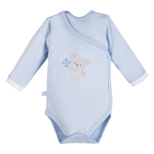 eevi, Newborn Body, Kinder-Body mit langen Ärmeln, Größe 46-62, aus weichem und angenehm anzufassendem 100% Baumwollstoff, komfortabel, blau, 46 von eevi