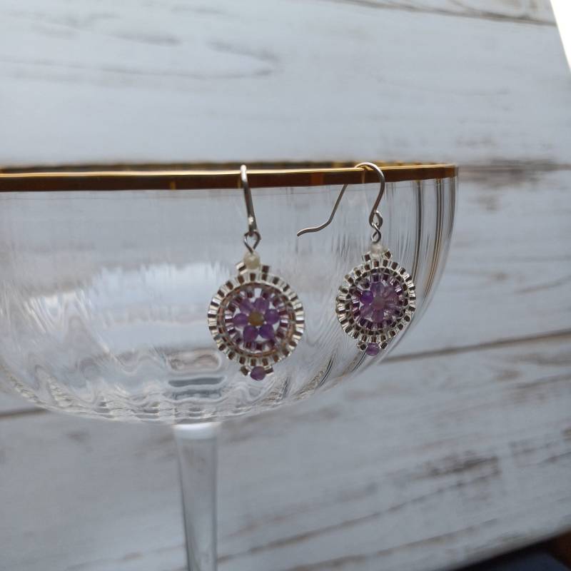 Ohrringe Kleiner Amethyst Lila-Silber von efaladen