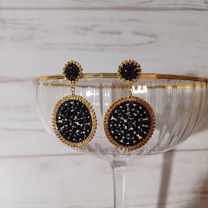 Ohrringe Madrid Schwarz-Gold von efaladen