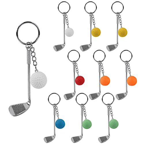 efuturetime 10 x Mini Golf Schlüsselanhänger Golfgeschenk Lustig Anhänger Schlüssel Golfschläger Geschenk für Golfspieler, Frauen, Herrn, Kinder, Freunde von efuturetime