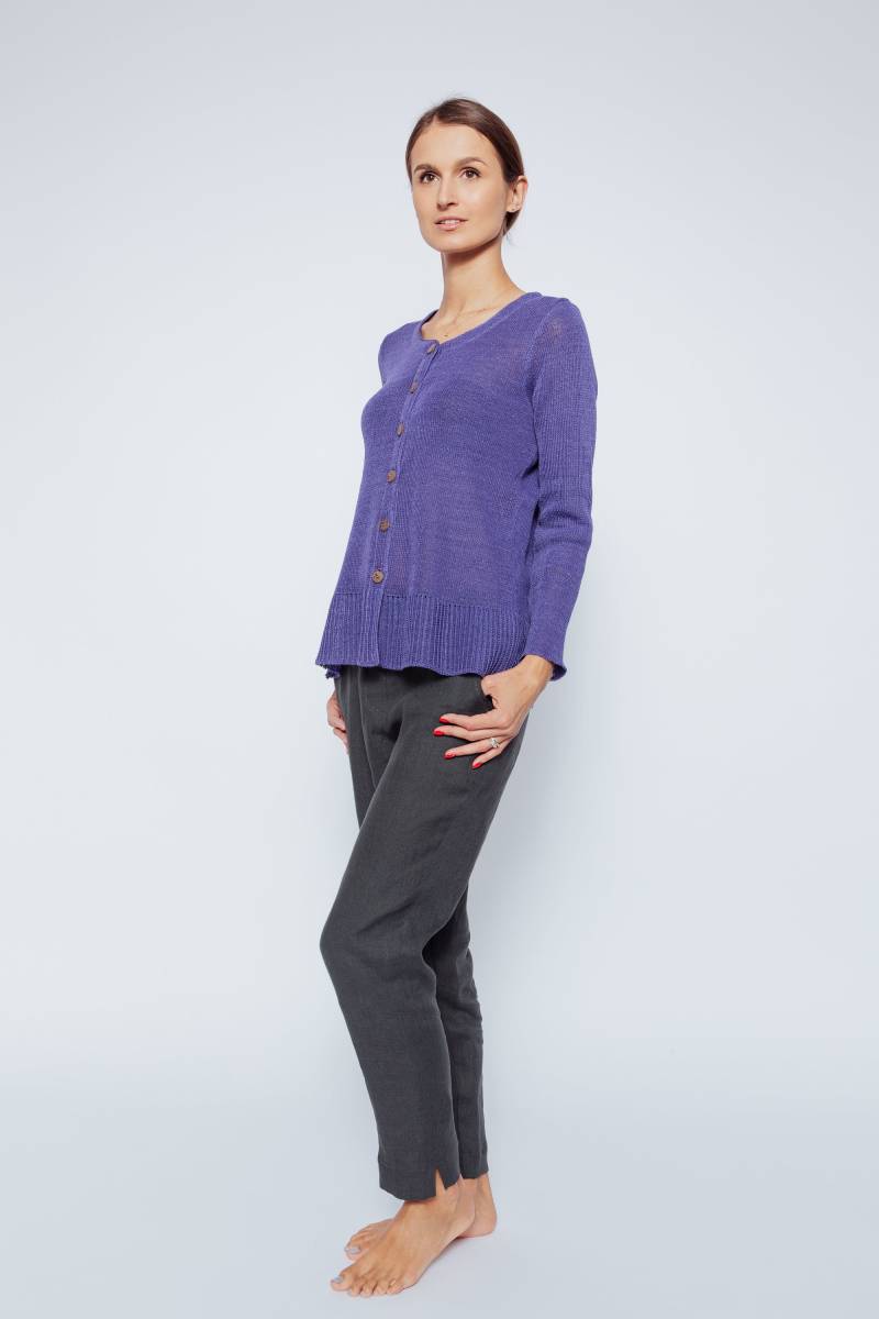 Elegante Open Front Strickjacke | Handgefertigt Aus 100 % Leinen Mehrere Farben Erhältlich von egLinen