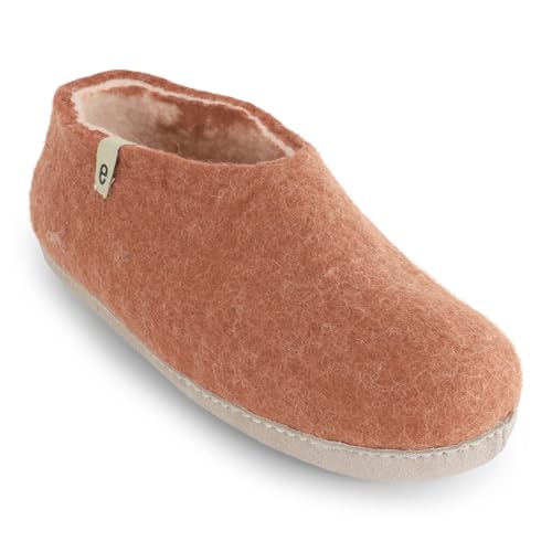 egos Hausschuhe Damen und Herren Geschlossene 40 Orange | Warme und Bequeme Filzschuhe für Winter und Sommer | Handgefertigte Filzhausschuhe Damen aus 100% natürlicher Wolle von egos