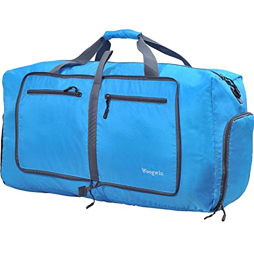 ehsbuy 60L Faltbare Reisetasche für Männer Frauen Große Reisetasche Wasserdicht Übernachtung Wochenende Taschen für Fitnessstudio Gepäck, blau, (60L) UK von ehsbuy
