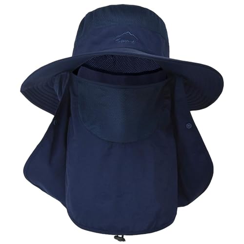 ehsbuy Fischerhut Herren Breiter Krempe Mesh Tropenhut Safari Hut Faltbar Sonnenhut mit Gesichtsbedeckung Nackenklappe von ehsbuy