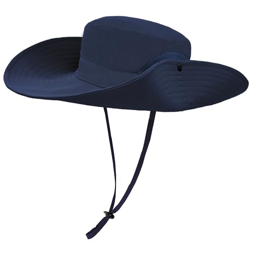 ehsbuy Mesh Sonnenhut Herren Breiter Krempe Boonie Hut Outdoor Safari Fischerhut Sommerhut Wasserdicht Regenhut Faltbarer Wanderhut Tropenhut mit Verstellbarem Kinnriemen Wandern Jagdhut von ehsbuy
