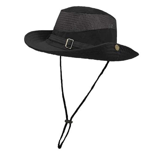 ehsbuy Sonnenhut Herren Atmungsaktive Mesh Safari Fischerhut Faltbare Breite Krempe Sommerhut Cowboy Stil Einstellbare Boonie Anglerhut für Wandern Reise Outdoor von ehsbuy