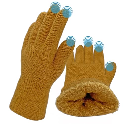 ehsbuy Winter Handschuhe Damen Touchscreen Fleece, Warme Kaschmir Dicke Strickhandschuhe Wollhandschuhe Thermohandschuhe Outdoor Sport Geschenke für Herren und Damen von ehsbuy