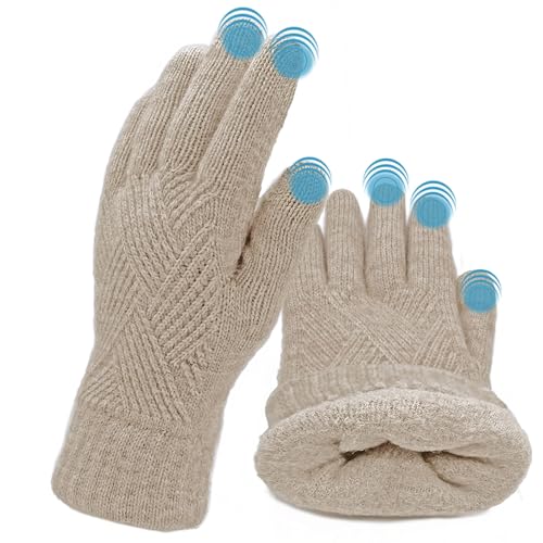 ehsbuy Winter Handschuhe Damen Touchscreen Fleece, Warme Kaschmir Dicke Strickhandschuhe Wollhandschuhe Thermohandschuhe Outdoor Sport Geschenke für Herren und Damen von ehsbuy