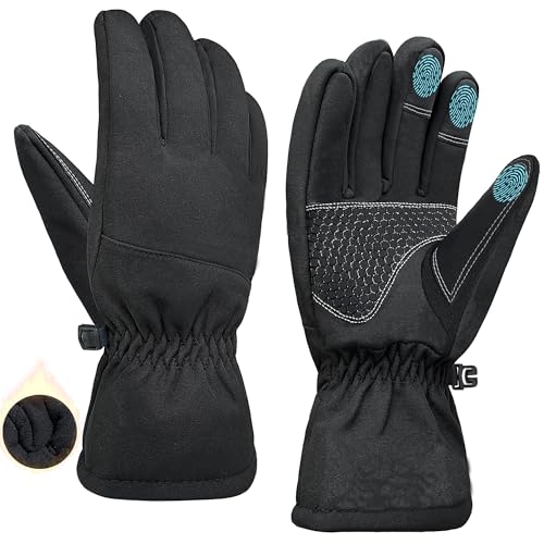 ehsbuy Wasserdicht Winterhandschuhe Herren Damen Touchscreen Thermohandschuhe rutschfest Warme Winter​​ Fahrradhandschuhe mit Anti-Verlust-Clip für Reiten Wandern Skifahren Outdoor von ehsbuy