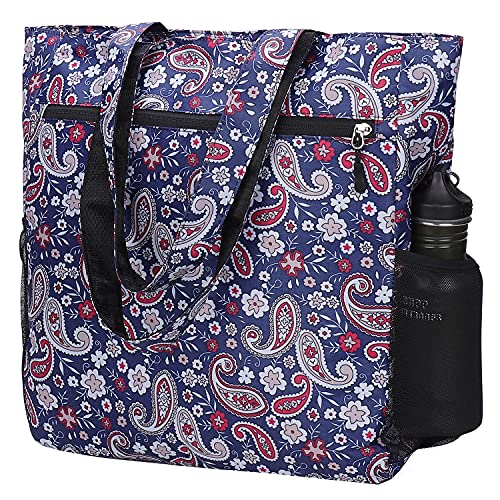 ehsbuy Floral Strandtaschen für Frauen Extra Große Schwimmtasche Travel Gym Faltbare Wasserdichte Umhängetaschen mit Reißverschluss mit Mehreren Taschen von ehsbuy