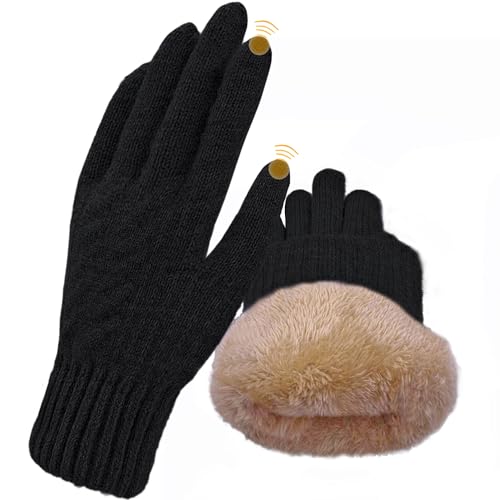 ehsbuy Winter Handschuhe Damen Touchscreen Fleece, Warme Kaschmir Dicke Strickhandschuhe Wollhandschuhe Thermohandschuhe Outdoor Sport Geschenke für Herren und Damen von ehsbuy