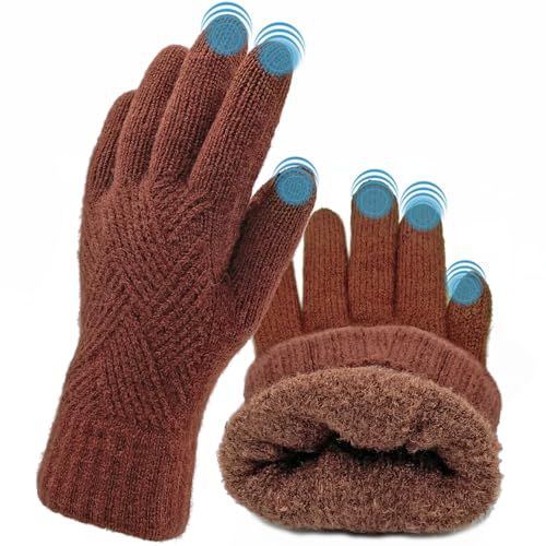 ehsbuy Winter Handschuhe Damen Touchscreen Fleece, Warme Kaschmir Dicke Strickhandschuhe Wollhandschuhe Thermohandschuhe Outdoor Sport Geschenke für Herren und Damen von ehsbuy