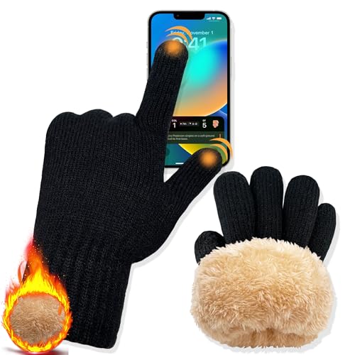 ehsbuy Winterhandschuhe Herren Thermo Touchscreen Warme Handschuhe Herren Strickhandschuhe Winter Gloves Men mit Weichem Fleece Futter von ehsbuy